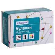 Булавка канц. цельнометал. цветные 150 шт