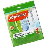Салфетка для стекла и зеркал «ХОЗЯЮШКА Мила» микрофибра 30*30см 1 шт., 04005