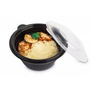 Миска ПР-СК 192*60 -750 черная /240 шт + крышка прозрачная/240шт