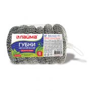 Губка для посуды  металл ЛАЙМА компл 6шт сетчатые по 15г
