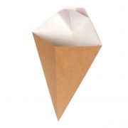 Упаковка для картофеля фри конусная с отделением под соус ECO CONE L (80*200*300) 1/400