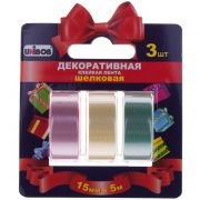 Клейкая лента для творчества 15мм*5 м разноцветная 3 шт/уп