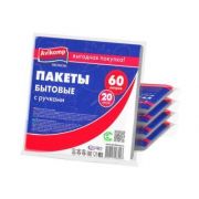 Пакет для мусора с ручками 60л/20шт пласт. Avikomp эконом  белые 1/25